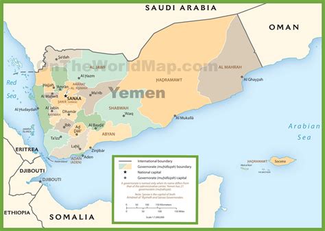 map of yemen and surrounding countries.